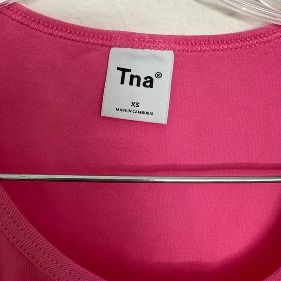 TNA  Ruched Mini Dress chill Malibu cosmo pink nwt size xs - Picture 5 of 8